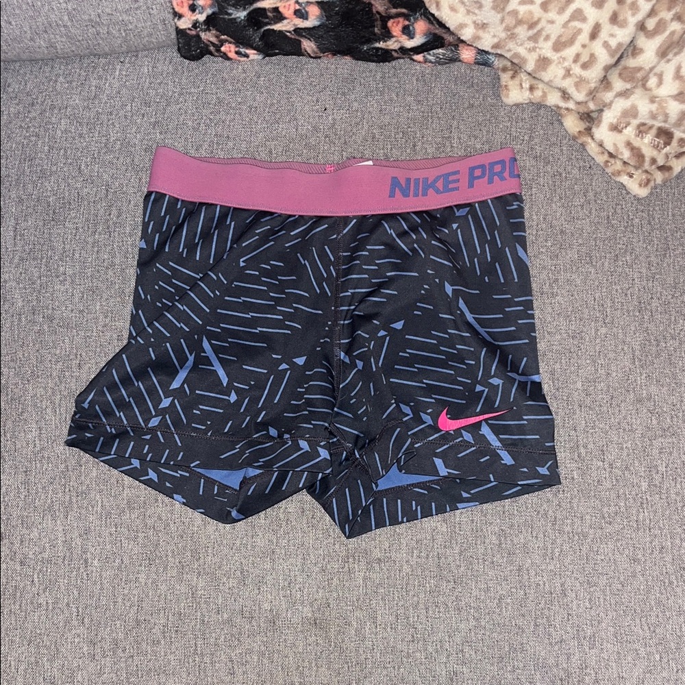Nike Pro Black and Blue Graphic Shorts